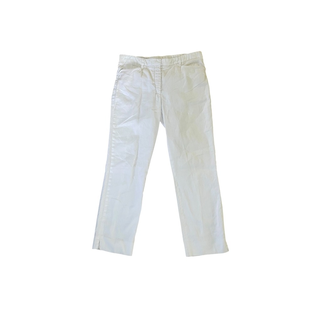 Loro Piana White Linen Cotton Blend Straight Leg Trousers Pants Made in Italy 46